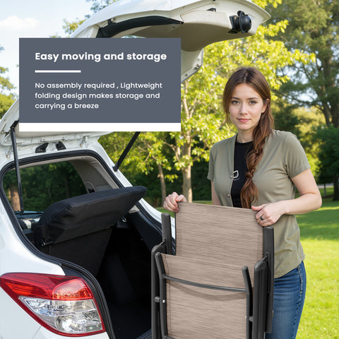 Pellebant Outdoor Folding Dining Chairs Set of 2 with Adjustable Backrest