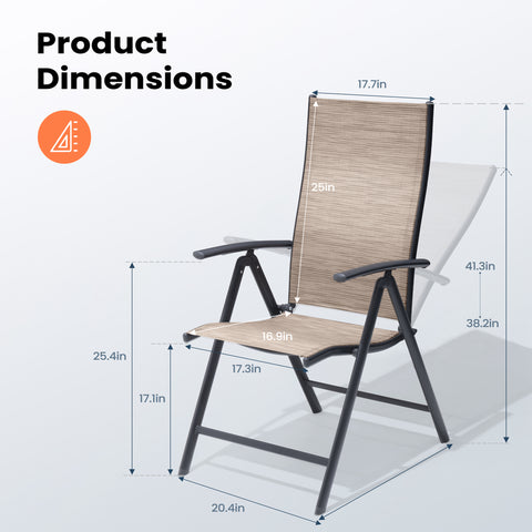 Pellebant Outdoor Folding Dining Chairs Set of 2 with Adjustable Backrest