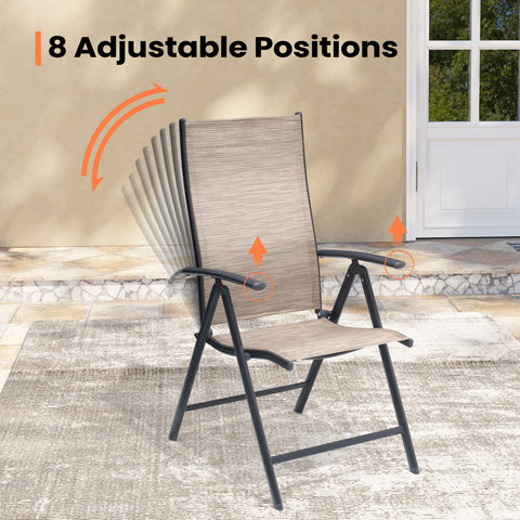 Pellebant Outdoor Folding Dining Chairs Set of 2 with Adjustable Backrest