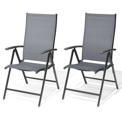 Pellebant Outdoor Folding Dining Chairs Set of 2 with Adjustable Backrest