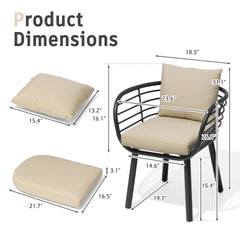 Aluminum Outdoor Patio Dining Chairs with Sunbrella Seat and Back Cushions, Set of 2