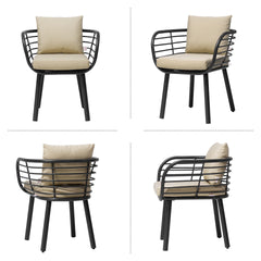 Aluminum Outdoor Patio Dining Chairs with Sunbrella Seat and Back Cushions, Set of 2