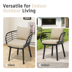 Aluminum Outdoor Patio Dining Chairs with Sunbrella Seat and Back Cushions, Set of 2
