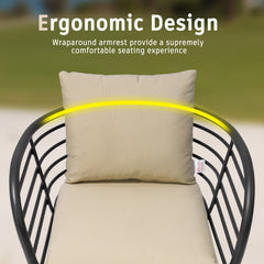 Aluminum Outdoor Patio Dining Chairs with Sunbrella Seat and Back Cushions, Set of 2