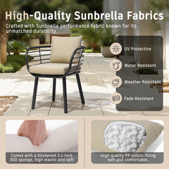 Aluminum Outdoor Patio Dining Chairs with Sunbrella Seat and Back Cushions, Set of 2