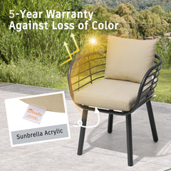 Aluminum Outdoor Patio Dining Chairs with Sunbrella Seat and Back Cushions, Set of 2
