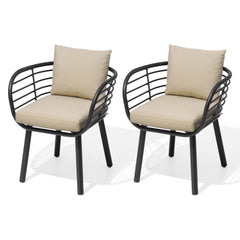 Aluminum Outdoor Patio Dining Chairs with Sunbrella Seat and Back Cushions, Set of 2