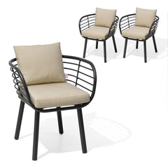 Aluminum Outdoor Patio Dining Chairs with Sunbrella Seat and Back Cushions, Set of 2