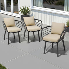 Aluminum Outdoor Patio Dining Chairs with Sunbrella Seat and Back Cushions, Set of 2