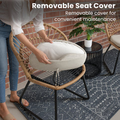 PE Rattan Outdoor Patio Chair Set of 2 with Cushion