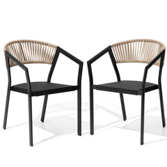 Aluminum Outdoor Stackable Dining Chairs with Woven Rope Back