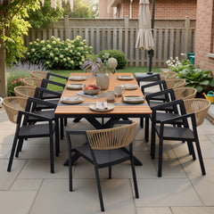 Aluminum Outdoor Stackable Dining Chairs with Woven Rope Back