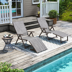 Pellebant Outdoor Aluminum Folding Adjustable Chaise Lounge Chair
