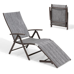 Pellebant Outdoor Aluminum Folding Adjustable Chaise Lounge Chair