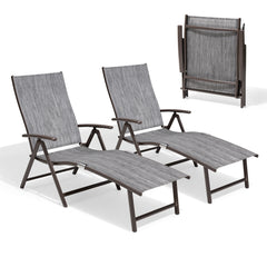 Pellebant Outdoor Aluminum Folding Adjustable Chaise Lounge Chair