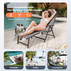Pellebant Outdoor Aluminum Folding Adjustable Chaise Lounge Chair