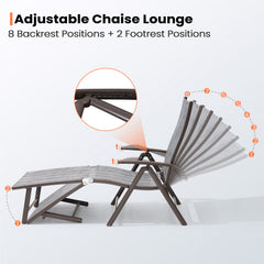 Pellebant Outdoor Aluminum Folding Adjustable Chaise Lounge Chair