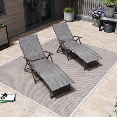 Pellebant Outdoor Aluminum Folding Adjustable Chaise Lounge Chair