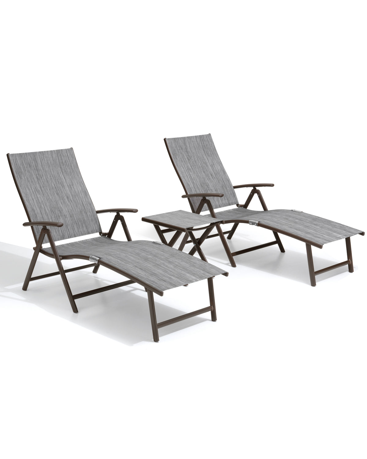 Pellebant Outdoor Aluminum Folding Adjustable Chaise Lounge Chair