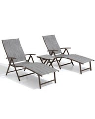 Pellebant Outdoor Aluminum Folding Adjustable Chaise Lounge Chair