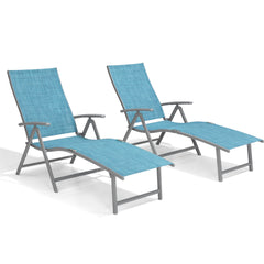 Pellebant Outdoor Aluminum Folding Adjustable Chaise Lounge Chair