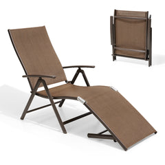 Pellebant Outdoor Aluminum Folding Adjustable Chaise Lounge Chair