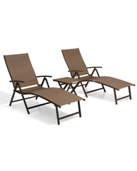Pellebant Outdoor Aluminum Folding Adjustable Chaise Lounge Chair