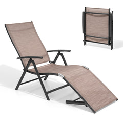 Pellebant Outdoor Aluminum Folding Adjustable Chaise Lounge Chair
