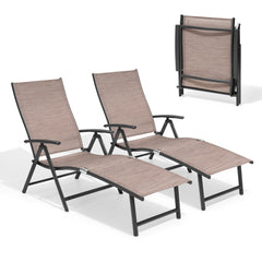 Pellebant Outdoor Aluminum Folding Adjustable Chaise Lounge Chair