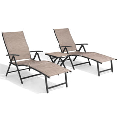 Pellebant Outdoor Aluminum Folding Adjustable Chaise Lounge Chair