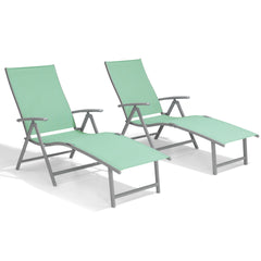 Pellebant Outdoor Aluminum Folding Adjustable Chaise Lounge Chair