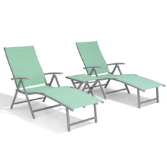Pellebant Outdoor Aluminum Folding Adjustable Chaise Lounge Chair