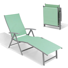 Pellebant Outdoor Aluminum Folding Adjustable Chaise Lounge Chair