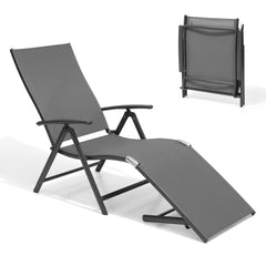 Pellebant Outdoor Aluminum Folding Adjustable Chaise Lounge Chair