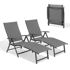 Pellebant Outdoor Aluminum Folding Adjustable Chaise Lounge Chair