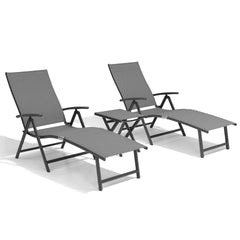 Pellebant Outdoor Aluminum Folding Adjustable Chaise Lounge Chair