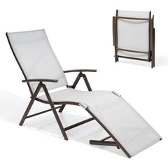 Pellebant Outdoor Aluminum Folding Adjustable Chaise Lounge Chair