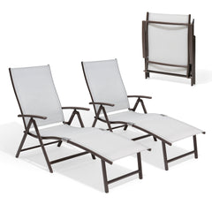 Pellebant Outdoor Aluminum Folding Adjustable Chaise Lounge Chair