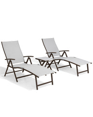Pellebant Outdoor Aluminum Folding Adjustable Chaise Lounge Chair