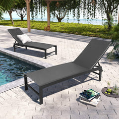 Aluminum/Steel Outdoor Adjustable Chaise Lounge Chair