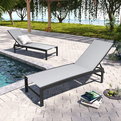Aluminum/Steel Outdoor Adjustable Chaise Lounge Chair