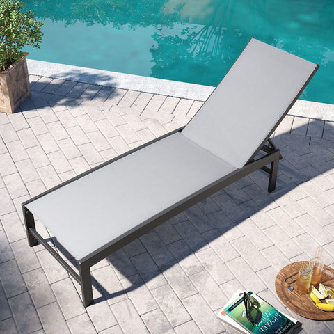 Pellebant Aluminum Outdoor Adjustable Chaise Lounge Chair