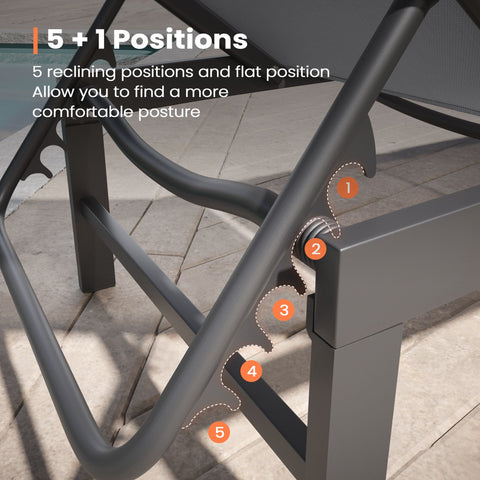 Pellebant Aluminum Outdoor Adjustable Chaise Lounge Chair