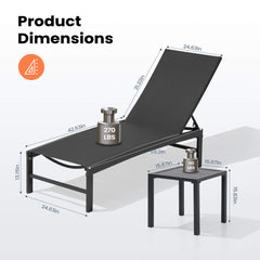 Aluminum/Steel Outdoor Adjustable Chaise Lounge Chair