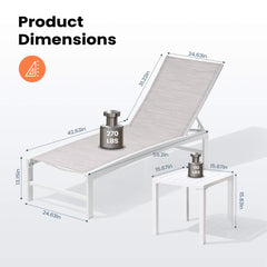 Aluminum/Steel Outdoor Adjustable Chaise Lounge Chair