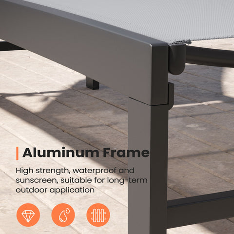 Pellebant Aluminum Outdoor Adjustable Chaise Lounge Chair