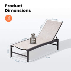 Aluminum/Steel Outdoor Adjustable Chaise Lounge Chair