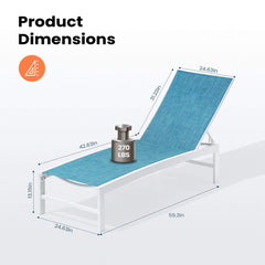 Aluminum/Steel Outdoor Adjustable Chaise Lounge Chair