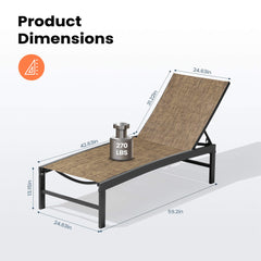 Aluminum/Steel Outdoor Adjustable Chaise Lounge Chair