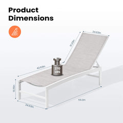 Aluminum/Steel Outdoor Adjustable Chaise Lounge Chair